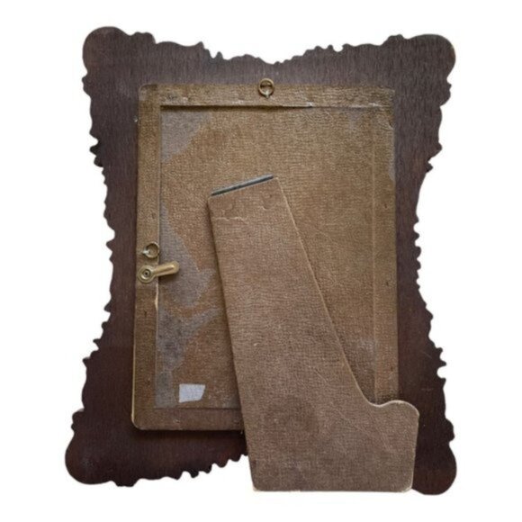 Vintage Handmade-Hand Craved Ornate Brown Wood Picture Frame - Picture 3 of 9